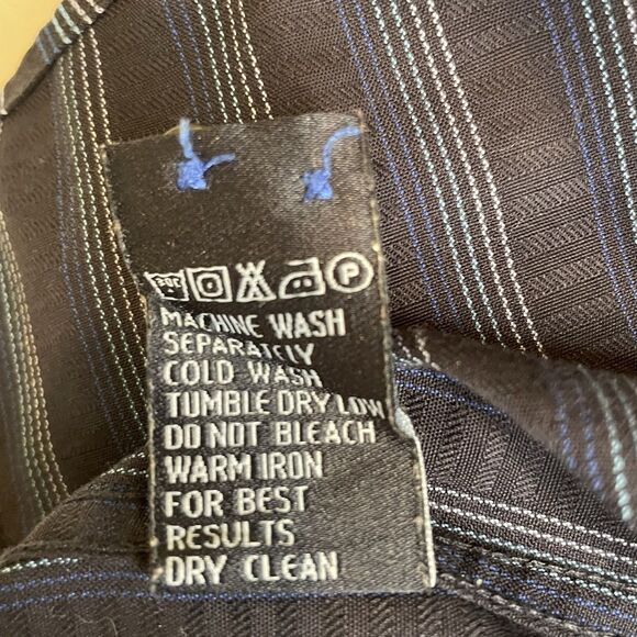 Zagiri Mens Blue Striped Flip Cuff Long Sleeve Button Up Cotton L - Picture 9 of 15